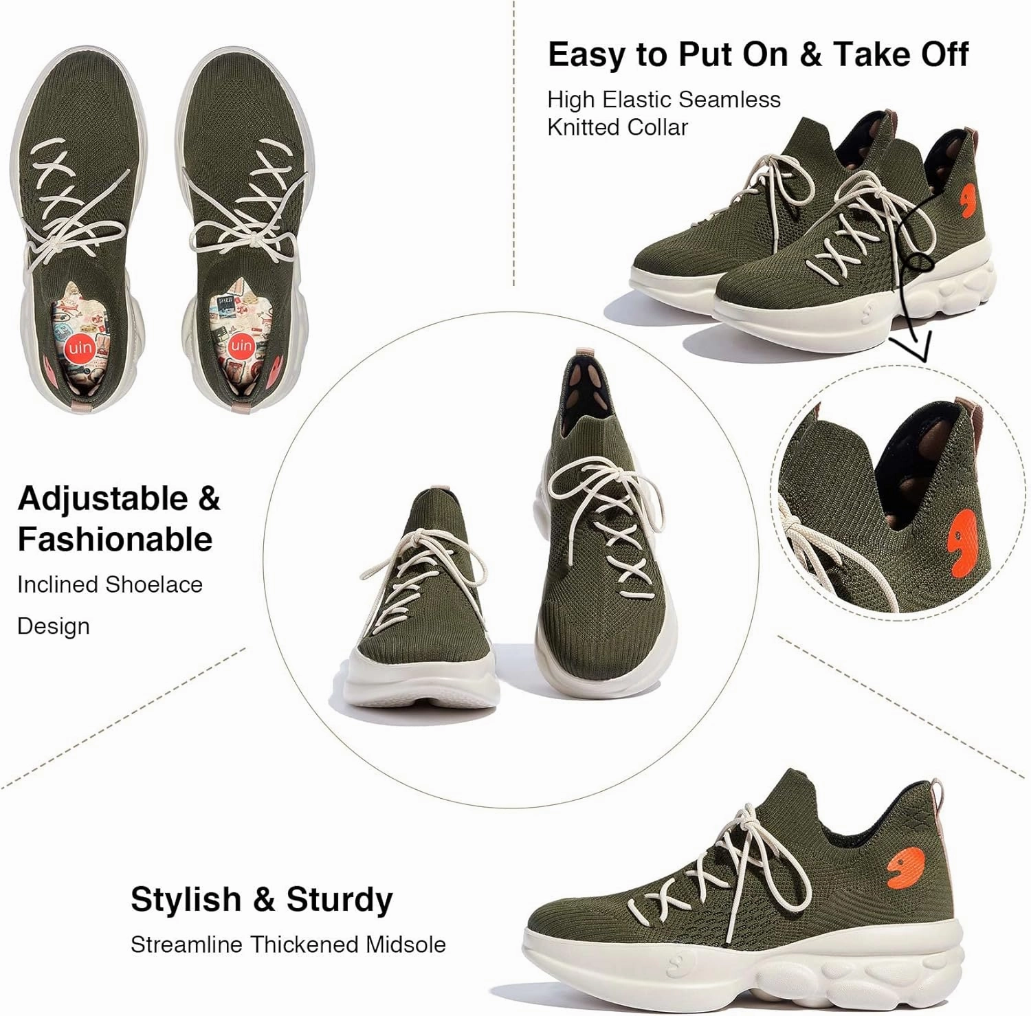 UIN Men's Chunky Fashion Sneakers Walking Casual Comfortable Art Painted Travel Designer Dad Shoes Ronda