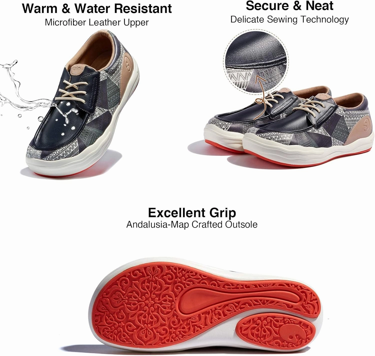 UIN Men's Fashion Platform Sneaker Slip On Walking Casual Comfortable Art Painted Travel Shoes Andalusia