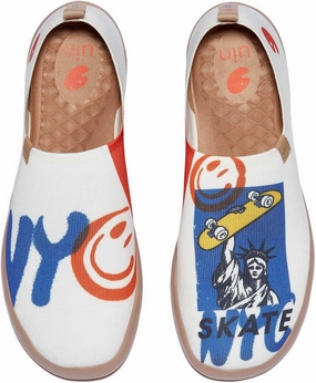UIN Men's Loafers Lightweight Knitted Sneakers Walking Casual Slip Ons Funny Style Art Painted Travel Shoes Skate NYC (11.5)