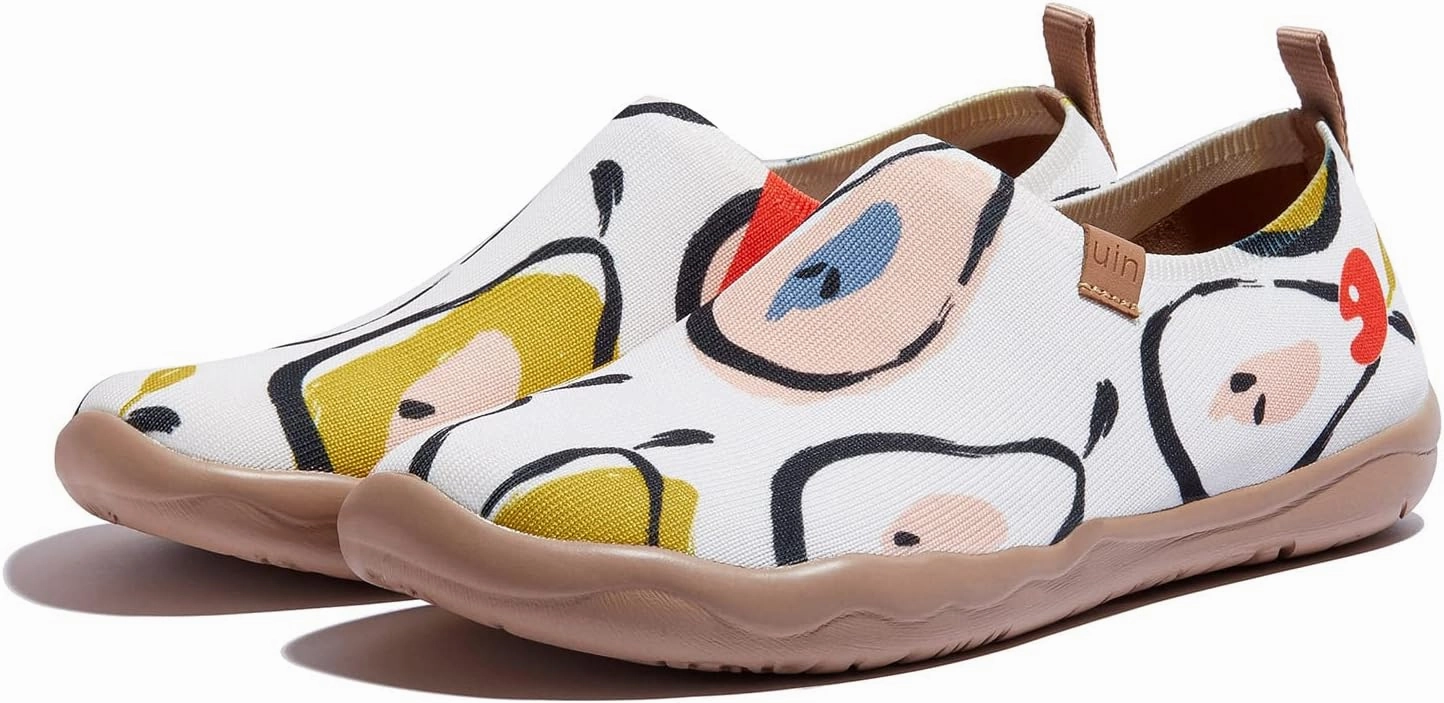 UIN Women's Art Painted Travel Shoes Slip On Casual Knit Loafers Lightweight Comfort Fashion Sneaker Toledo ⅠBirds and Flowers