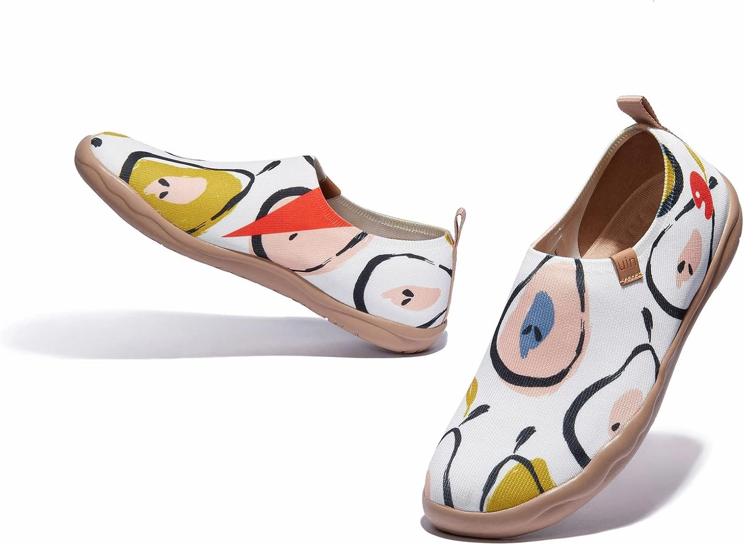 UIN Women's Art Painted Travel Shoes Slip On Casual Knit Loafers Lightweight Comfort Fashion Sneaker Toledo ⅠBirds and Flowers
