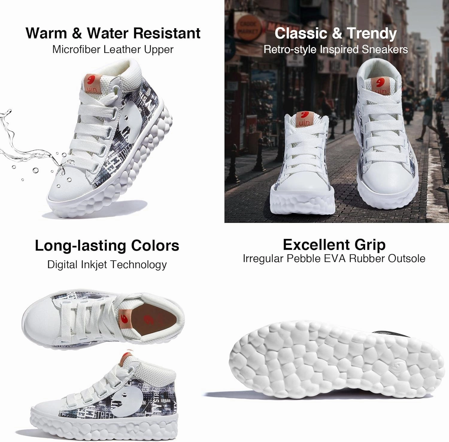 UIN Women's Fashion Sneakers Lightweight Walking Casual Slip Ons Art Painted Athletic Travel Skate Shoes Las Ramblas