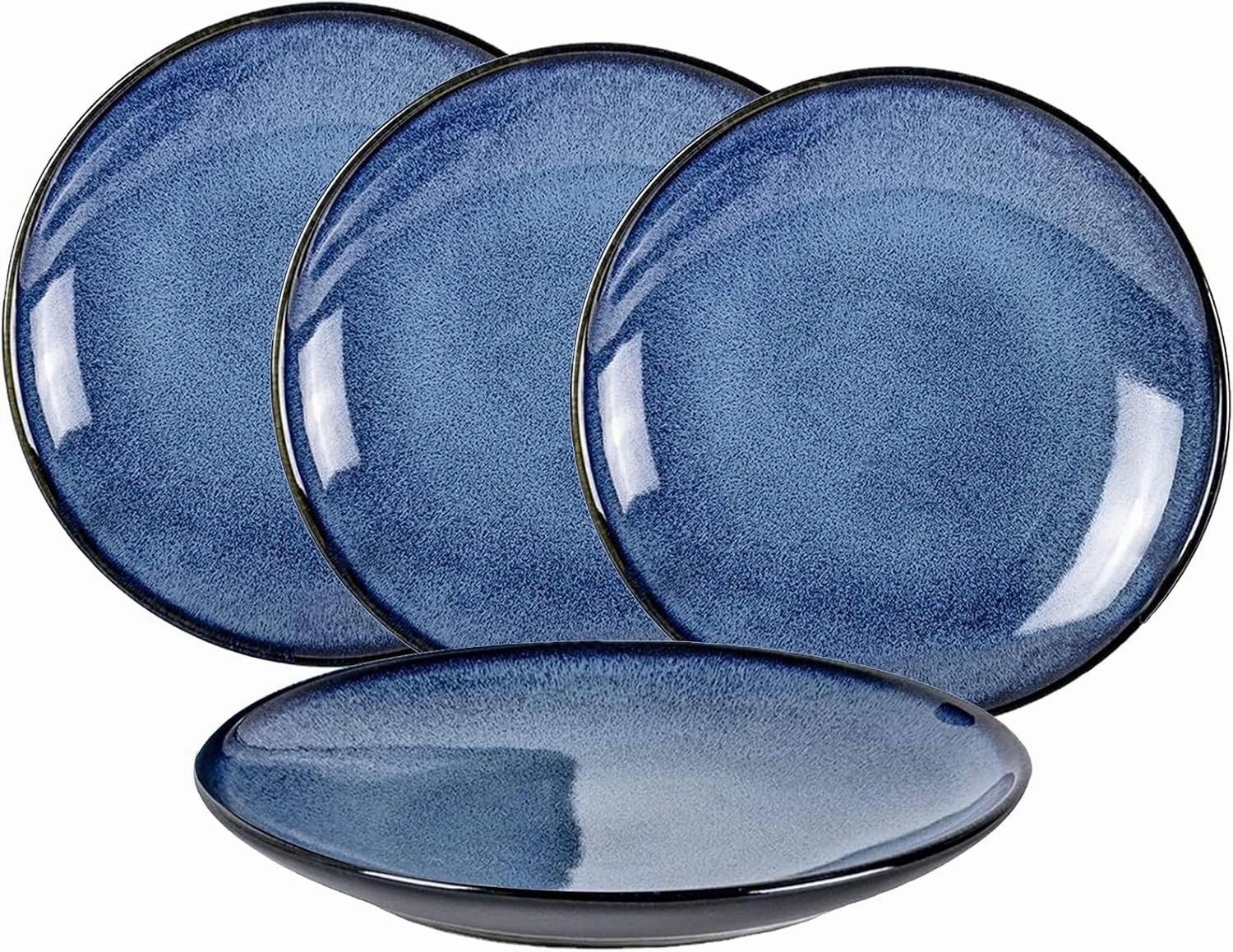 UNICASA Ceramic 10.25 Inch Dinner Plates Set, Porcelain Large Pasta Plate Set of 4, Reactive Glaze Serving Dishes for Steak, Salad, Pizza, Dishwasher & Microwave Safe (Blue)