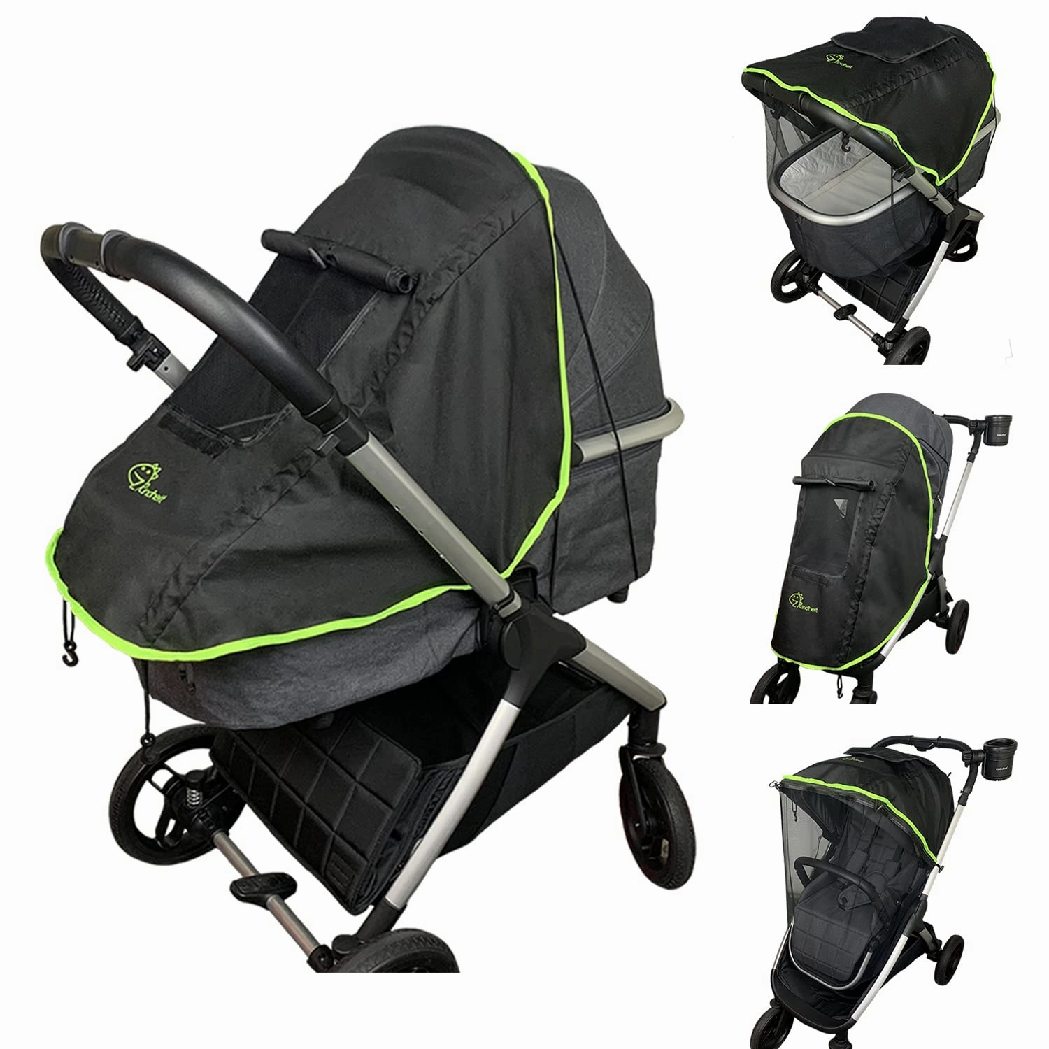 Universal Sun Shade and Mosquito Shield for Strollers – Baby Stroller Accessories – Blackout Cover Accessory and Visor for Boys and Girls – Versatile Stroller Attachment & Protector