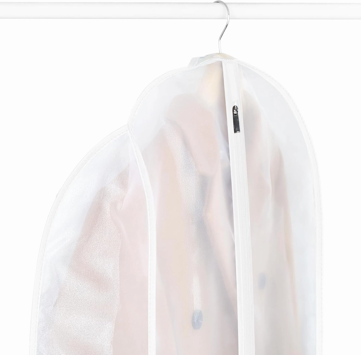 Univivi 50" Non-Smell Organza Dress Garment Bag with 7" Wide Gussted, Protect Your Clothing from Dust and Wrinkle, Set of 3