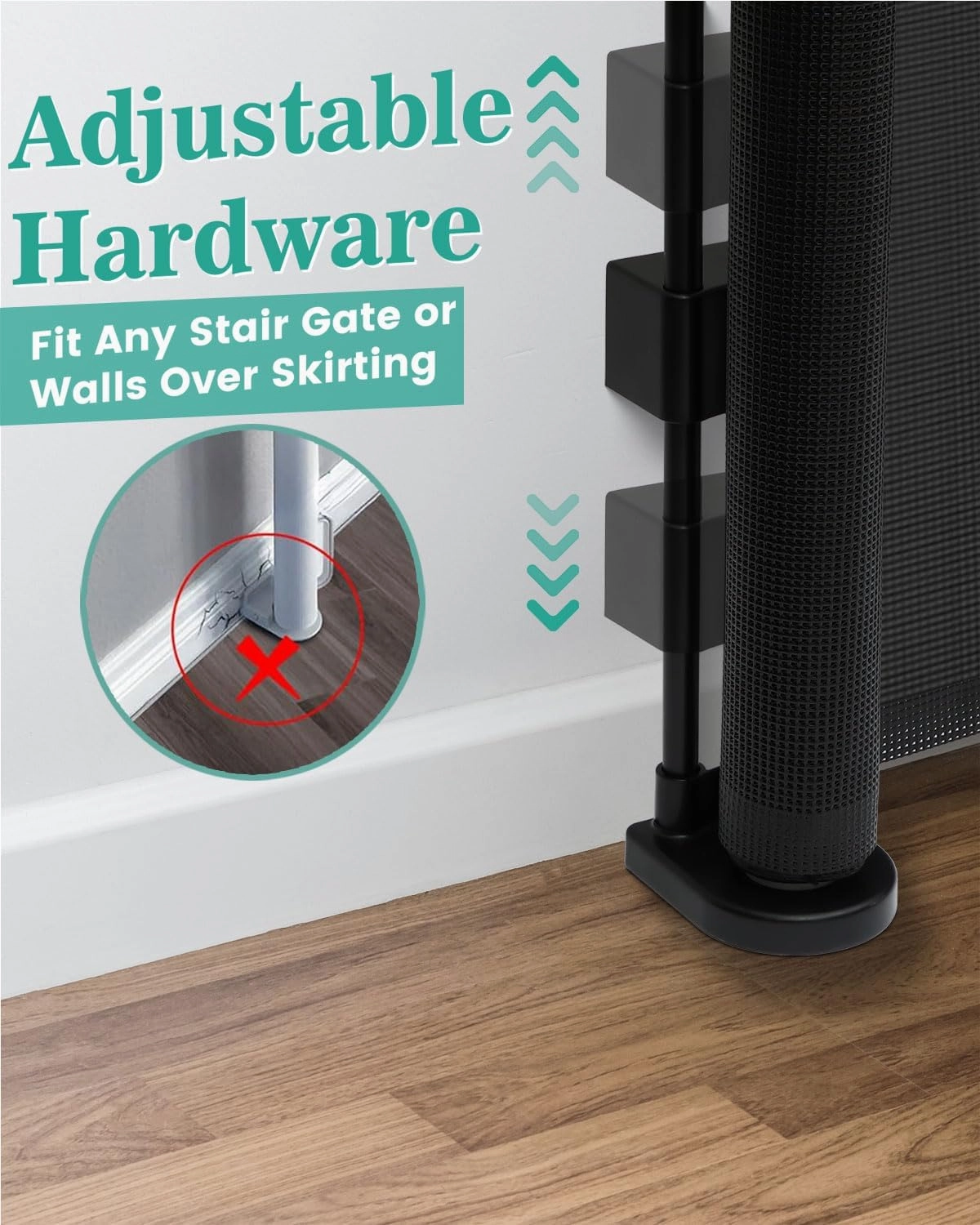 Upgrade 71" Retractable Baby Gates with Reinforced Strip Design to Prevent Crawling Through, 42" Tall Retractable Gate for Baby and Pet, 6 FT Safety Gates for Stairs, Doorways, Hallways