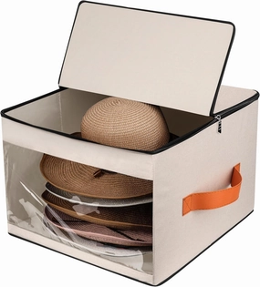 Upgraded Hat Storage Box for Women & Men,Closet Hat Boxes Organizer Bag with Dustproof Lids,Cowboy Hat Box,Hat Carrier Case For Travel（beige）