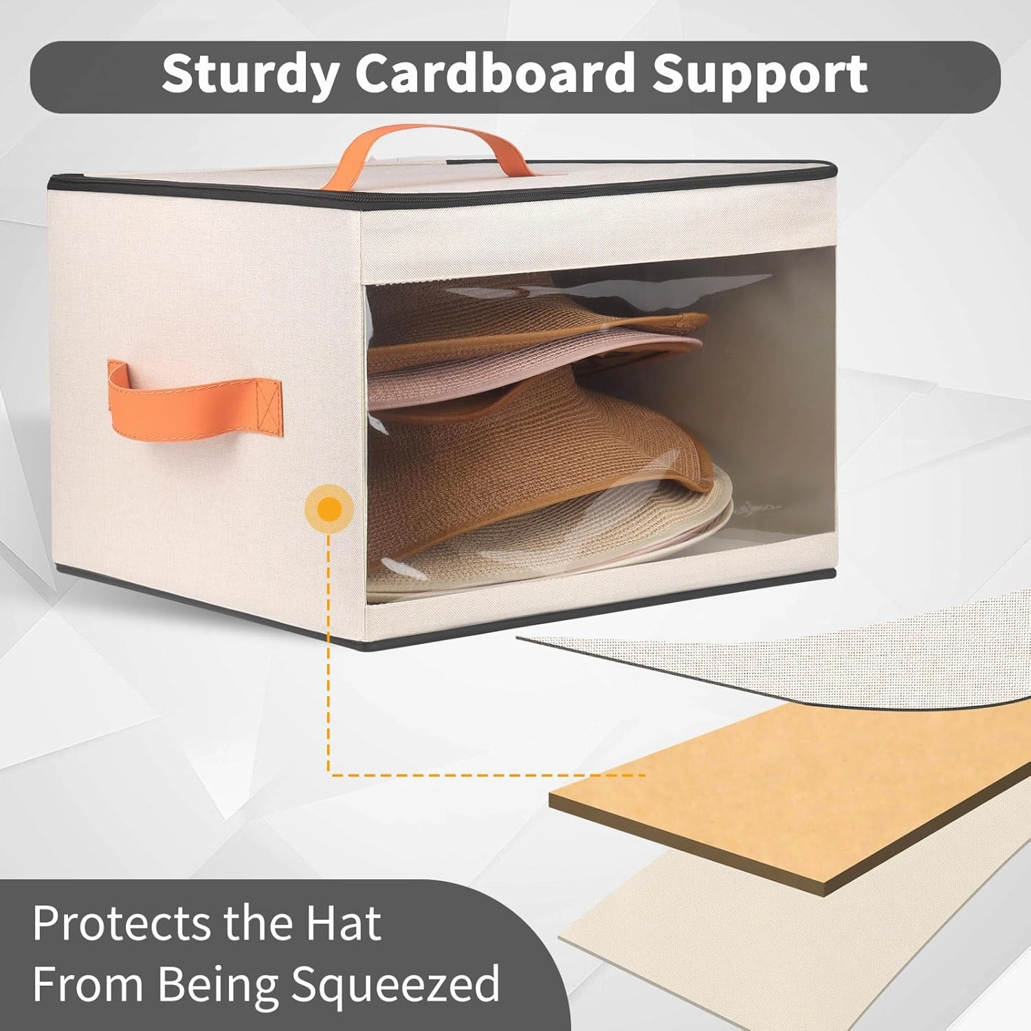 Upgraded Hat Storage Box for Women & Men,Closet Hat Boxes Organizer Bag with Dustproof Lids,Cowboy Hat Box,Hat Carrier Case For Travel（beige）