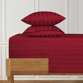 URBANHUT 1000 Thread Count Damask Striped King Bed Sheets Egyptian Cotton Sheet Set, Long Staple Soft & Breathable, 4 Pc Bed Sheet Sets, Luxury Hotel Sateen Sheets Fits 16" Deep Pocket - Burgundy