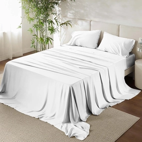 URBANHUT 100% Egyptian Cotton Sheets - 1000 Thread Count Twin White Sheet Set (3Pc), Long Staple Cotton Sheets, All Season Sateen Weave, Luxury Hotel Twin Bedsheets,16" Deep Pocket