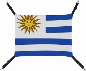 Uruguay Flag Hanging Cat Bed Soft Breathable Pet Hammock for Cage Pet Sleeper for Kitten Ferret Puppy Rabbit