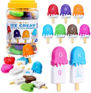 USATDD ABC Alphabet Learning Toys Alphabet Popsicles Animal Matching Toy Uppercase Lowercase Preschool Learning Activities Montessori Toys Back to School Gifts for Kids Ages 3 , 52 Pcs