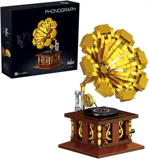 Uvini Classic Retro Series Collectible Model to Build - Phonograph 582pcs, Gift for Adults & Teens