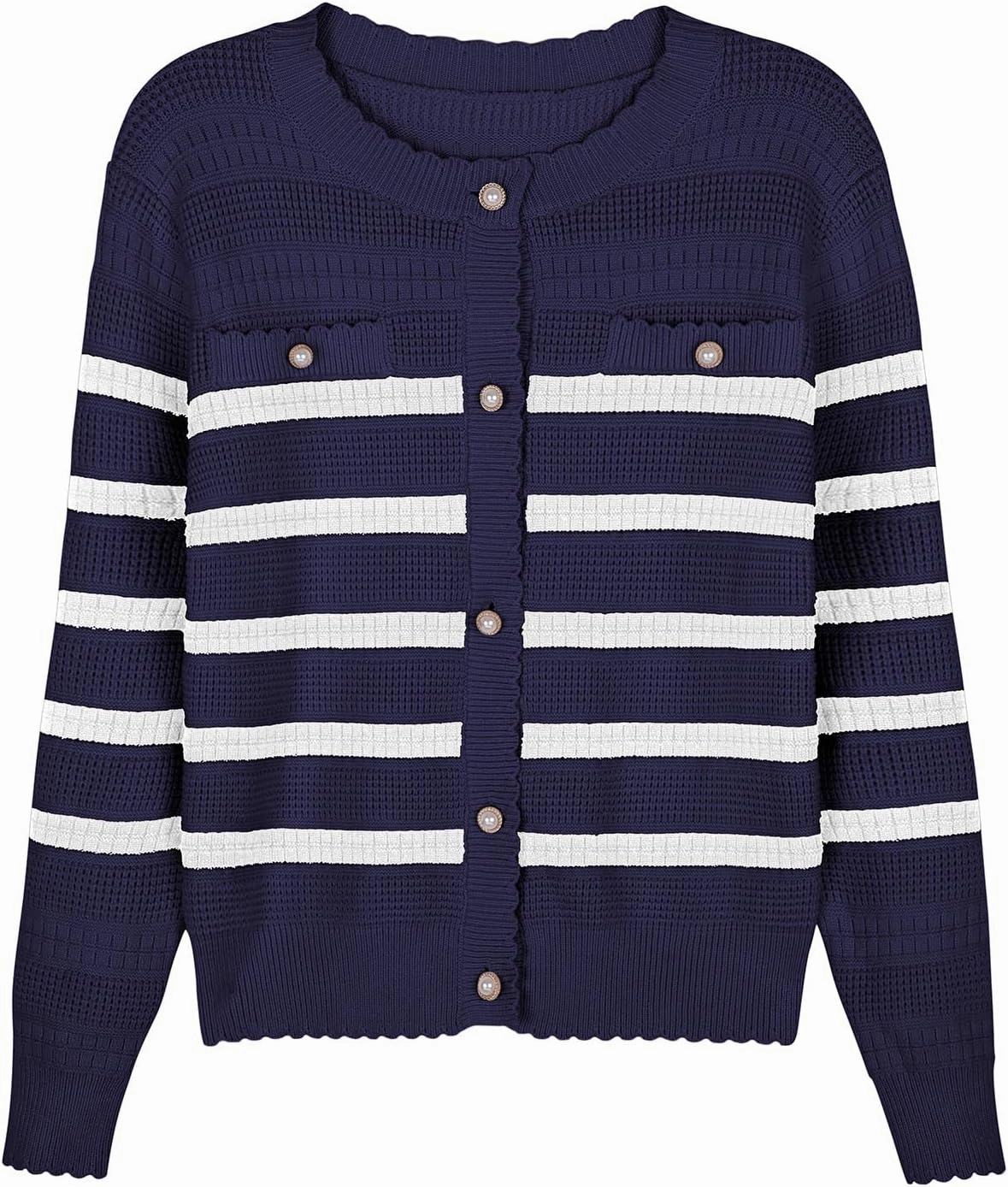 V FOR CITY Cardigan Blazers for Women Knit Tweed Jacket Winter Chunky Cardigans Button Down Sweater Coat with Pockets