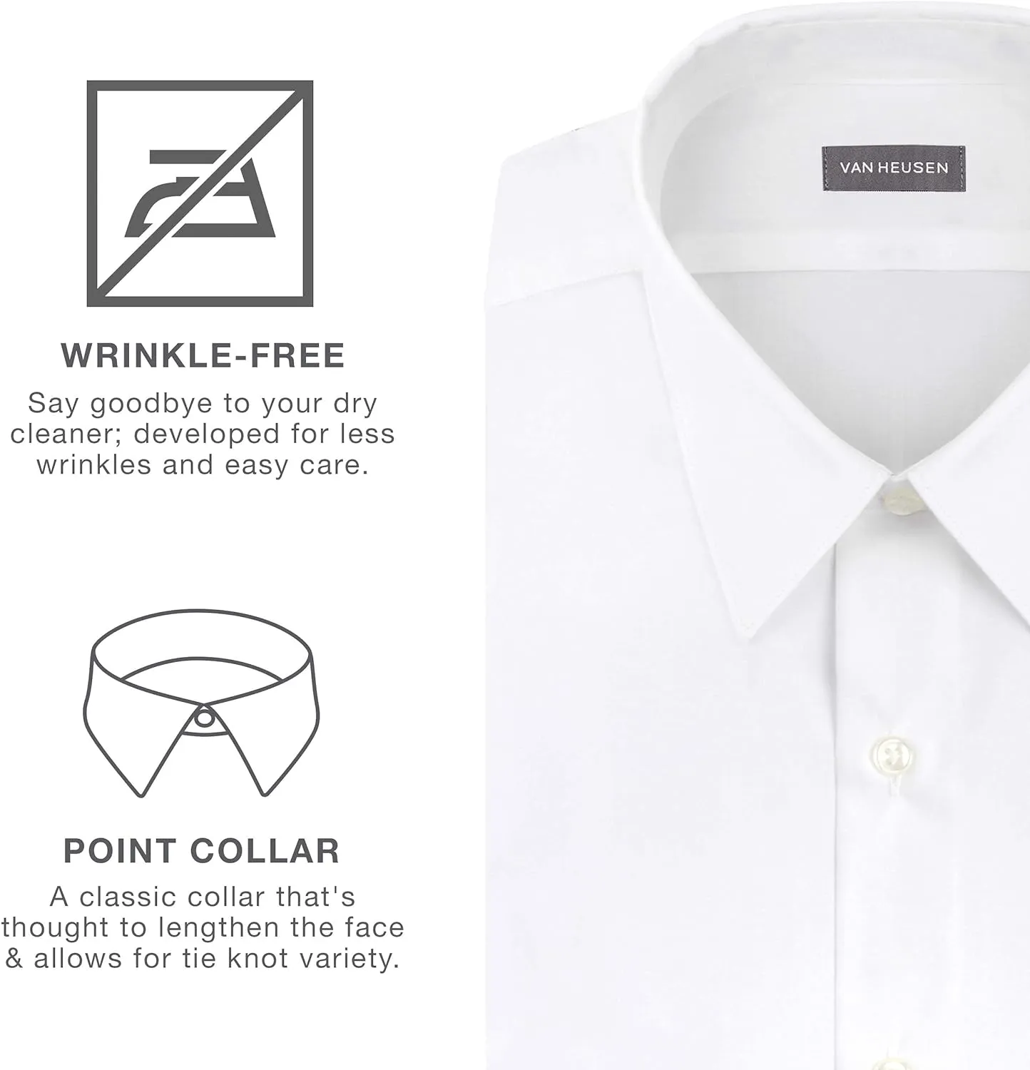 Van Heusen Men's Dress Shirt Regular Fit Poplin Solid