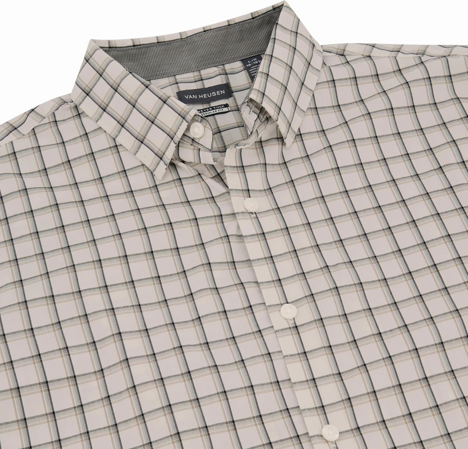 Van Heusen Men's Classic Fit Stain Shield Never Tuck Stretch Pattern Button Down Shirt