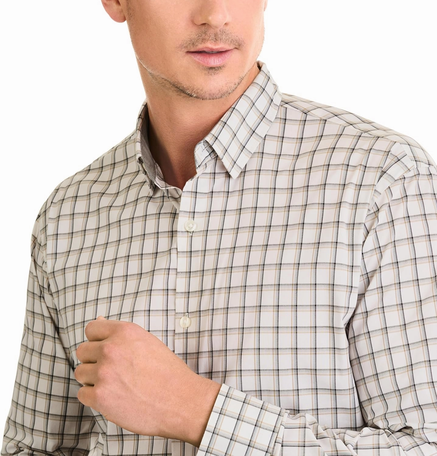 Van Heusen Men's Classic Fit Stain Shield Never Tuck Stretch Pattern Button Down Shirt