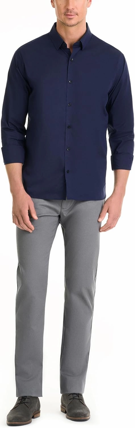 Van Heusen Men's Classic Fit Stain Shield Never Tuck Stretch Solid Button Down Shirt