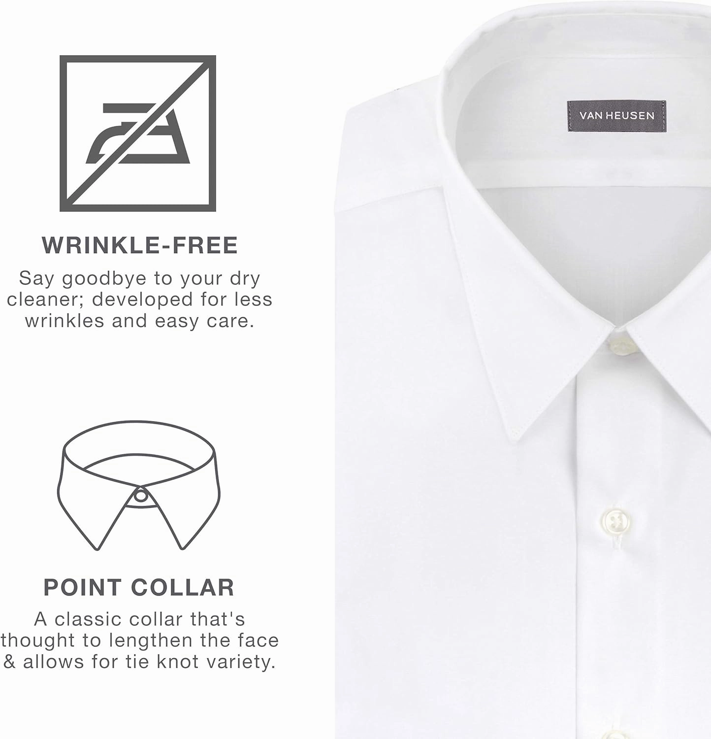 Van Heusen Men's Dress Shirt Regular Fit Poplin Solid