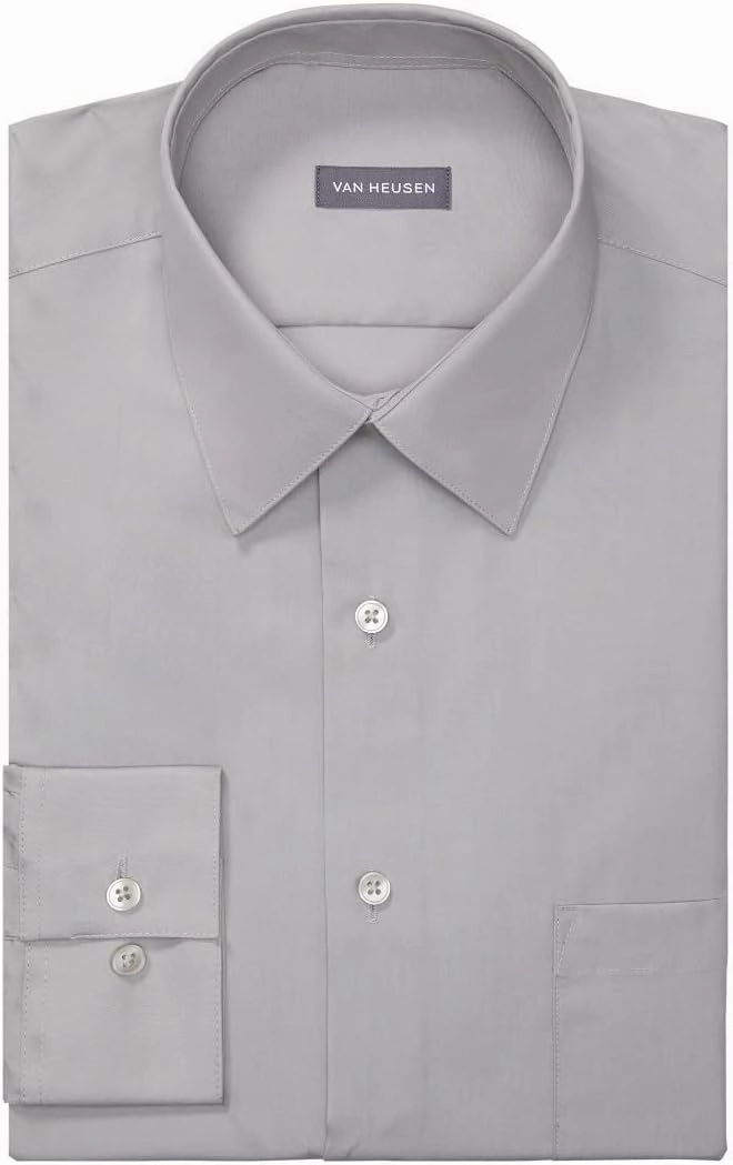Van Heusen Men's Dress Shirt Regular Fit Poplin Solid