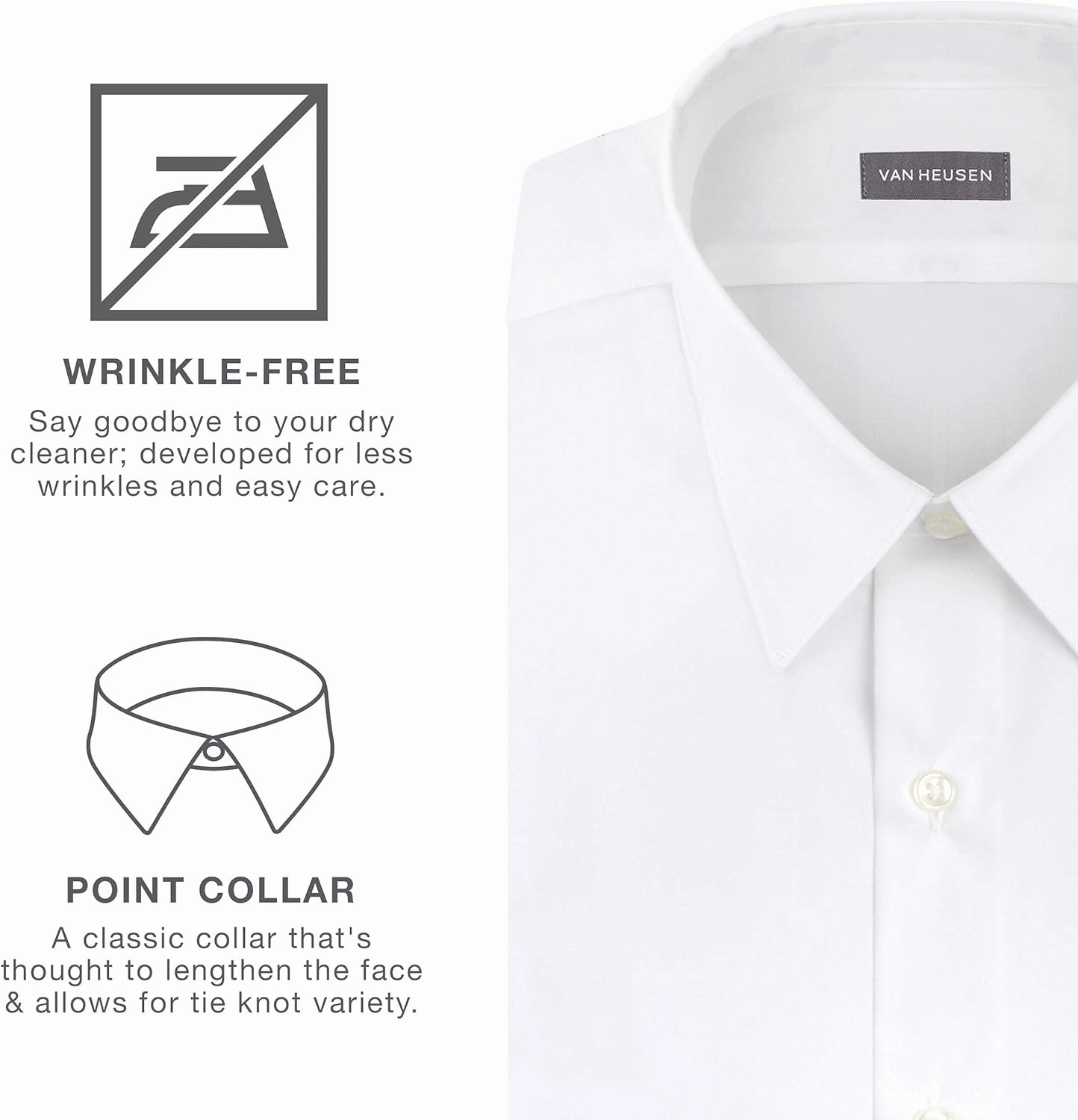 Van Heusen Men's Dress Shirt Regular Fit Poplin Solid