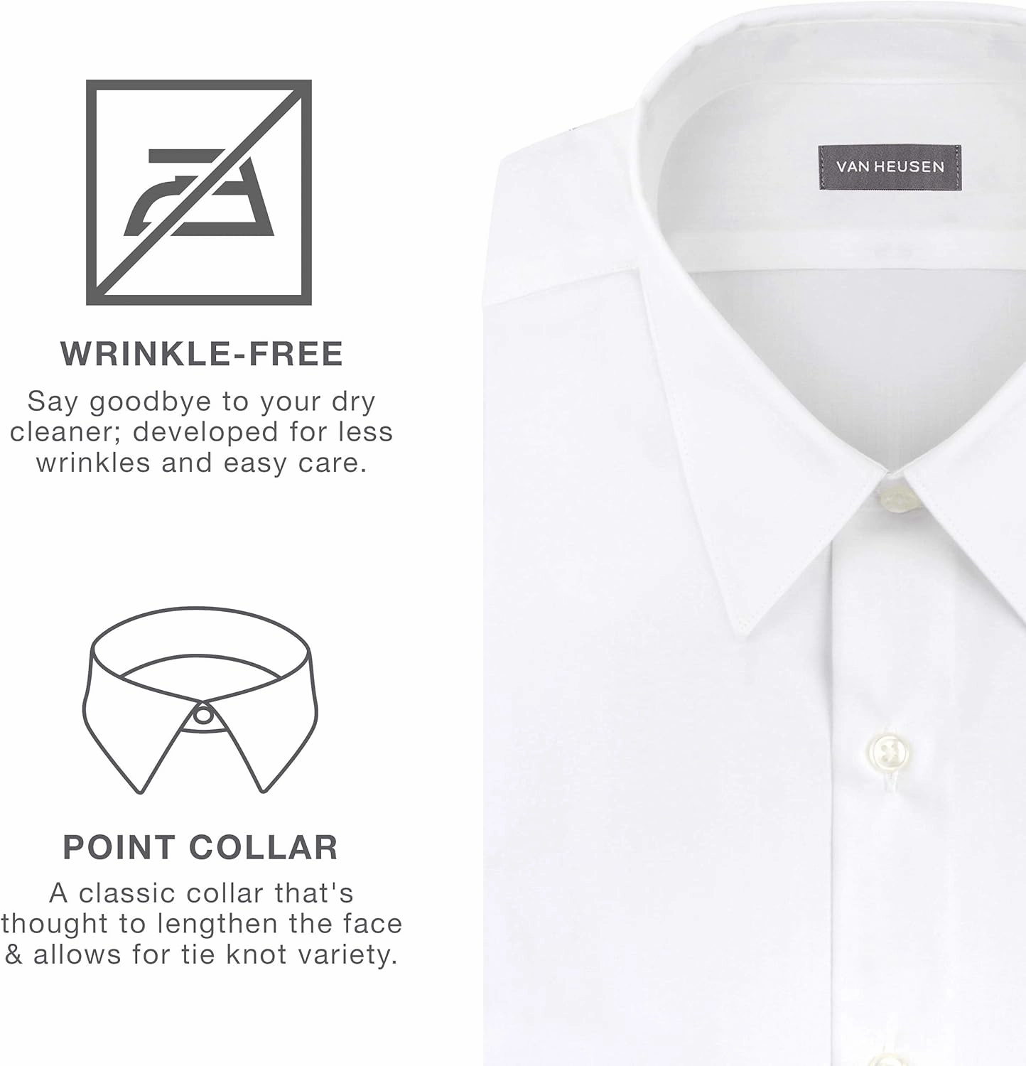 Van Heusen Men's Dress Shirt Regular Fit Poplin Solid
