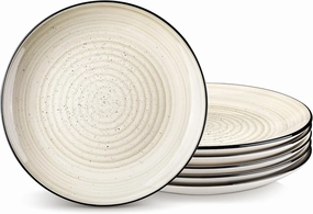 vancasso Bonbon Dinner Plates Set of 6, 10.5 Inch Dish Set, Beige Ceramic Plates, Microwave & Dishwasher Safe