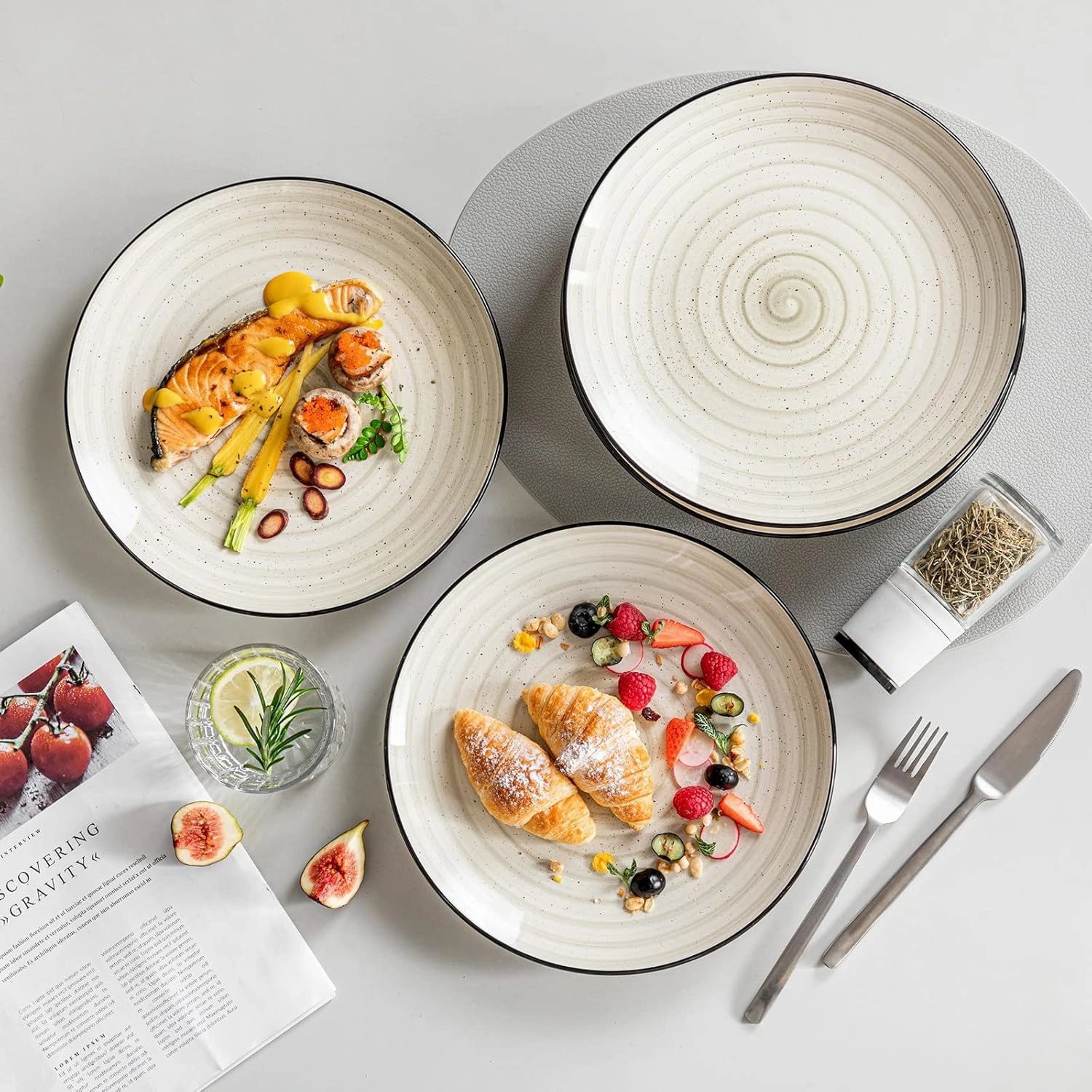 vancasso Bonbon Dinner Plates Set of 6, 10.5 Inch Dish Set, Beige Ceramic Plates, Microwave & Dishwasher Safe