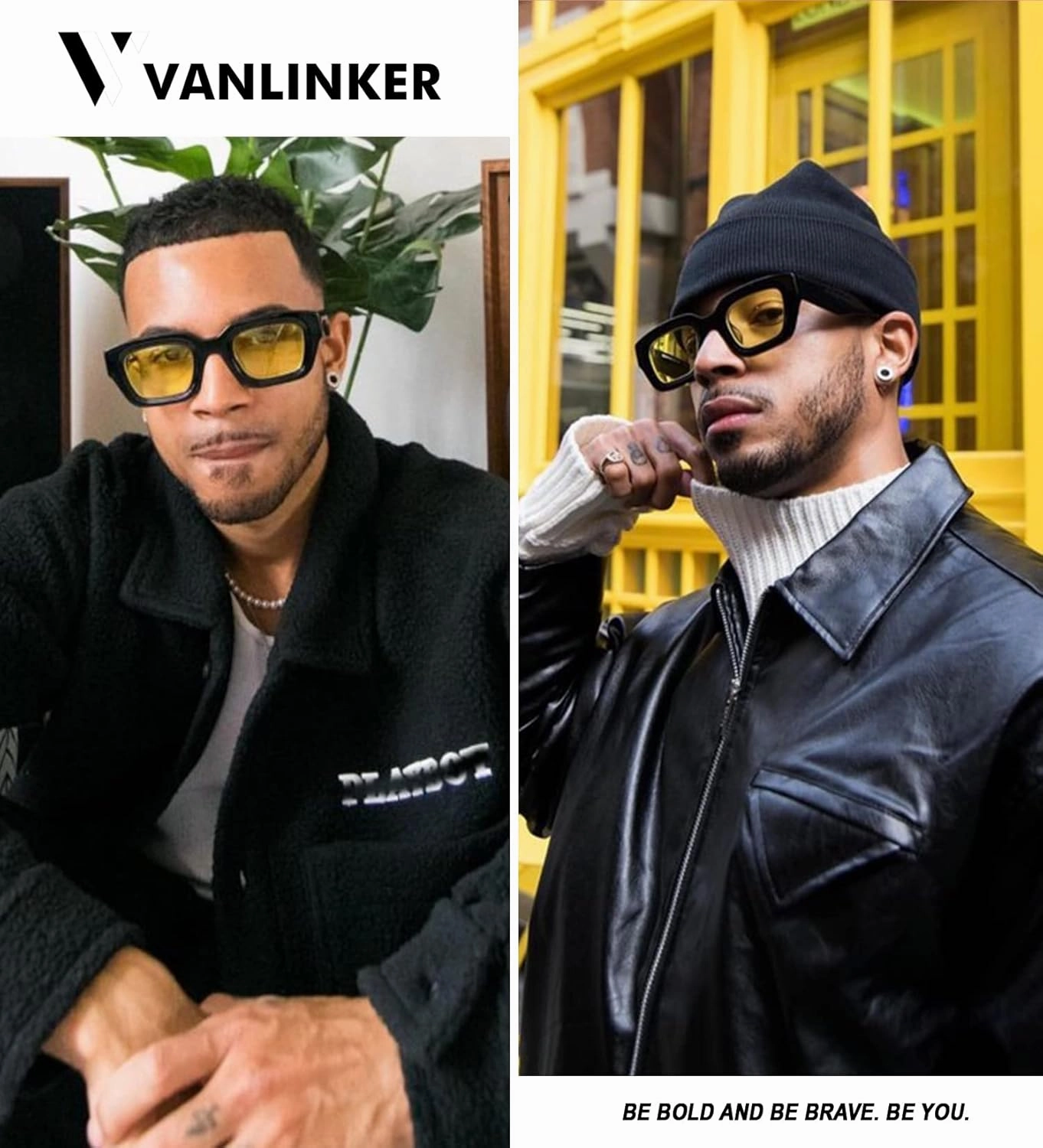 VANLINKER Thick Square Sunglasses for Men Women Retro Chunky Rectangle Shades UV400 Protection VL9731