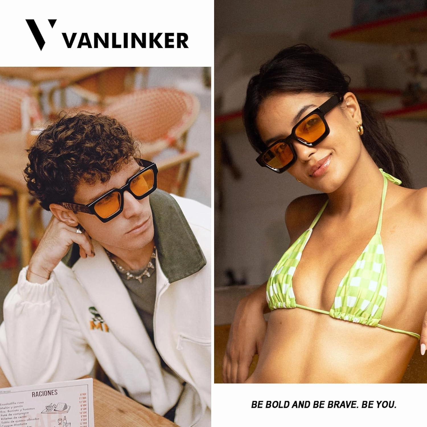 VANLINKER Thick Square Sunglasses for Men Women Retro Chunky Rectangle Shades UV400 Protection VL9731