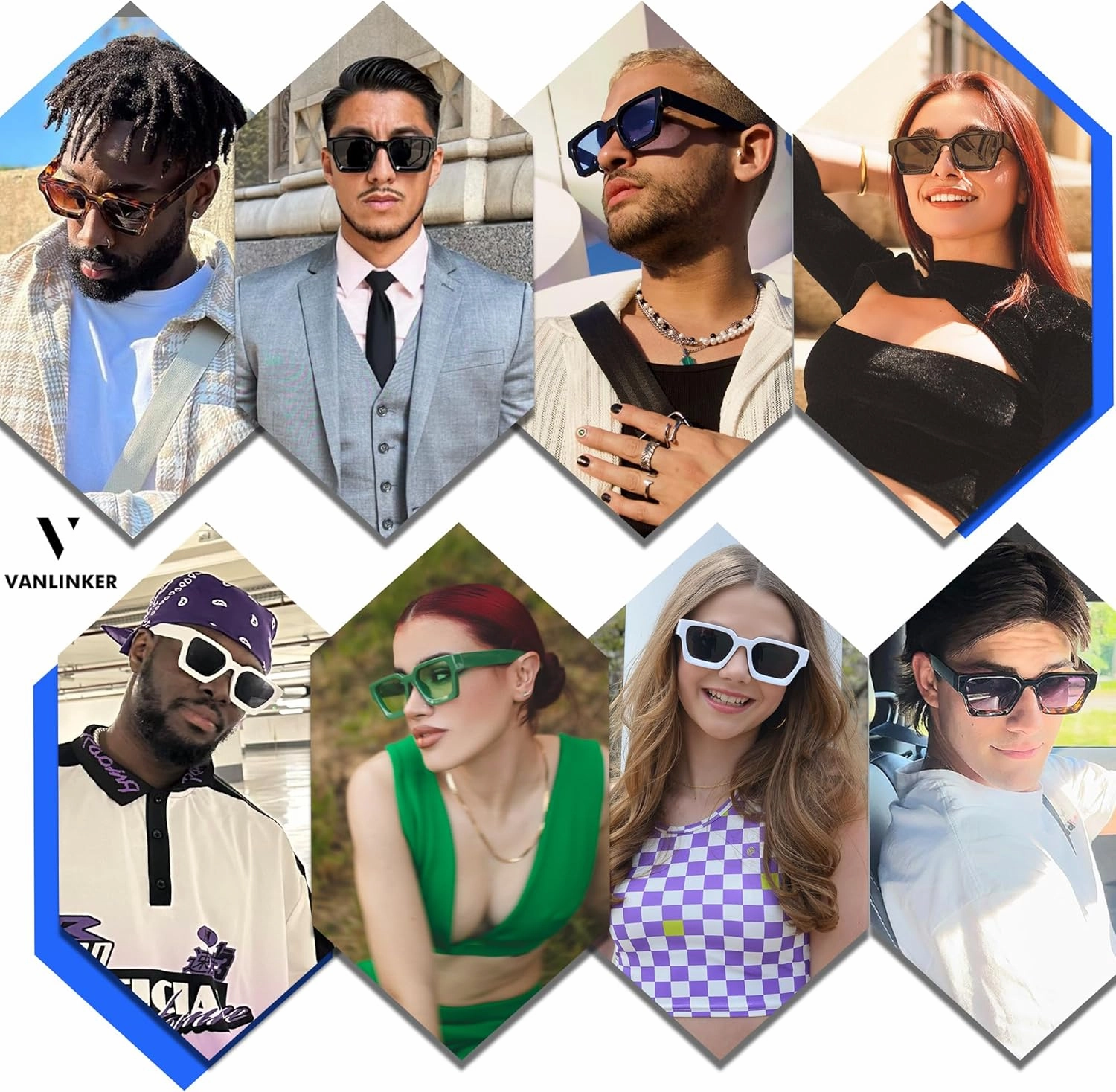 VANLINKER Thick Square Sunglasses for Men Women Retro Chunky Rectangle Shades UV400 Protection VL9731
