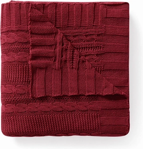 VCNY Home | Dublin Collection | Throw Blanket - 100% Cotton in Cable Knit Weave, Ultra Plush, Luxuriously Warm - for Bed, Couch, or Chair, Throw, Red 50x70