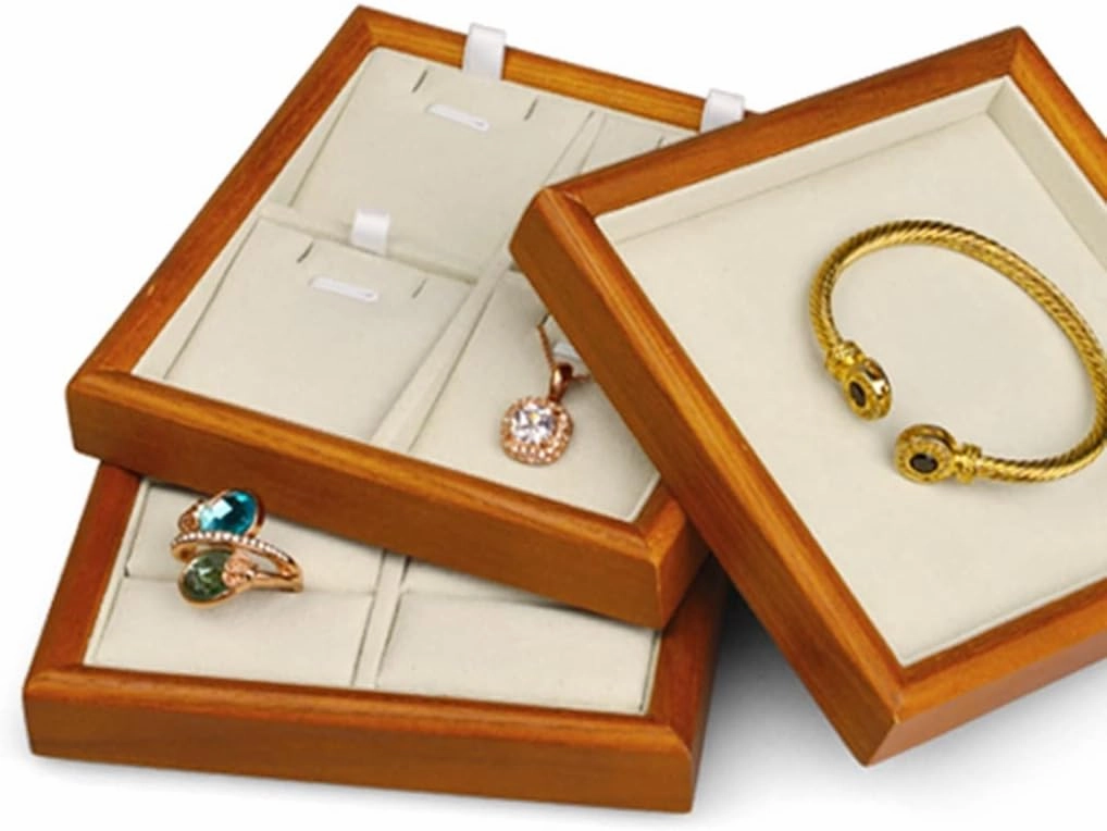 Velvet Jewelry Trays Set of 4, Stackable Jewelry Display Stand, Storage for Bracelet Brooch Watch,Necklace,Earring,