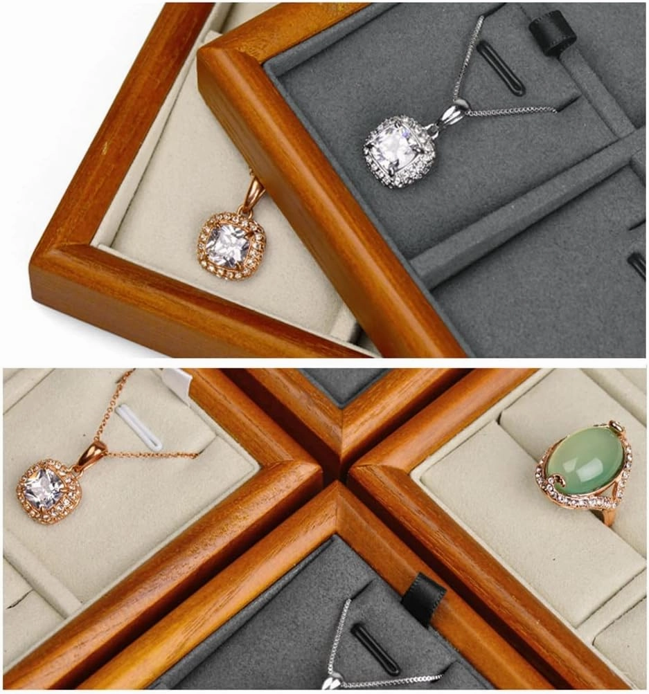 Velvet Jewelry Trays Set of 4, Stackable Jewelry Display Stand, Storage for Bracelet Brooch Watch,Necklace,Earring,