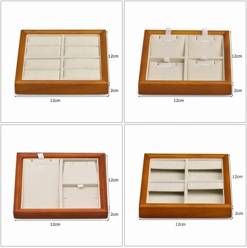 Velvet Jewelry Trays Set of 4, Stackable Jewelry Display Stand, Storage for Bracelet Brooch Watch,Necklace,Earring,