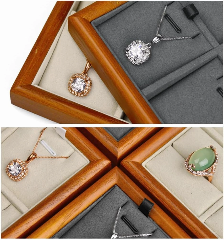 Velvet Jewelry Trays Set of 4, Stackable Jewelry Display Stand, Storage for Bracelet Brooch Watch,Necklace,Earring,