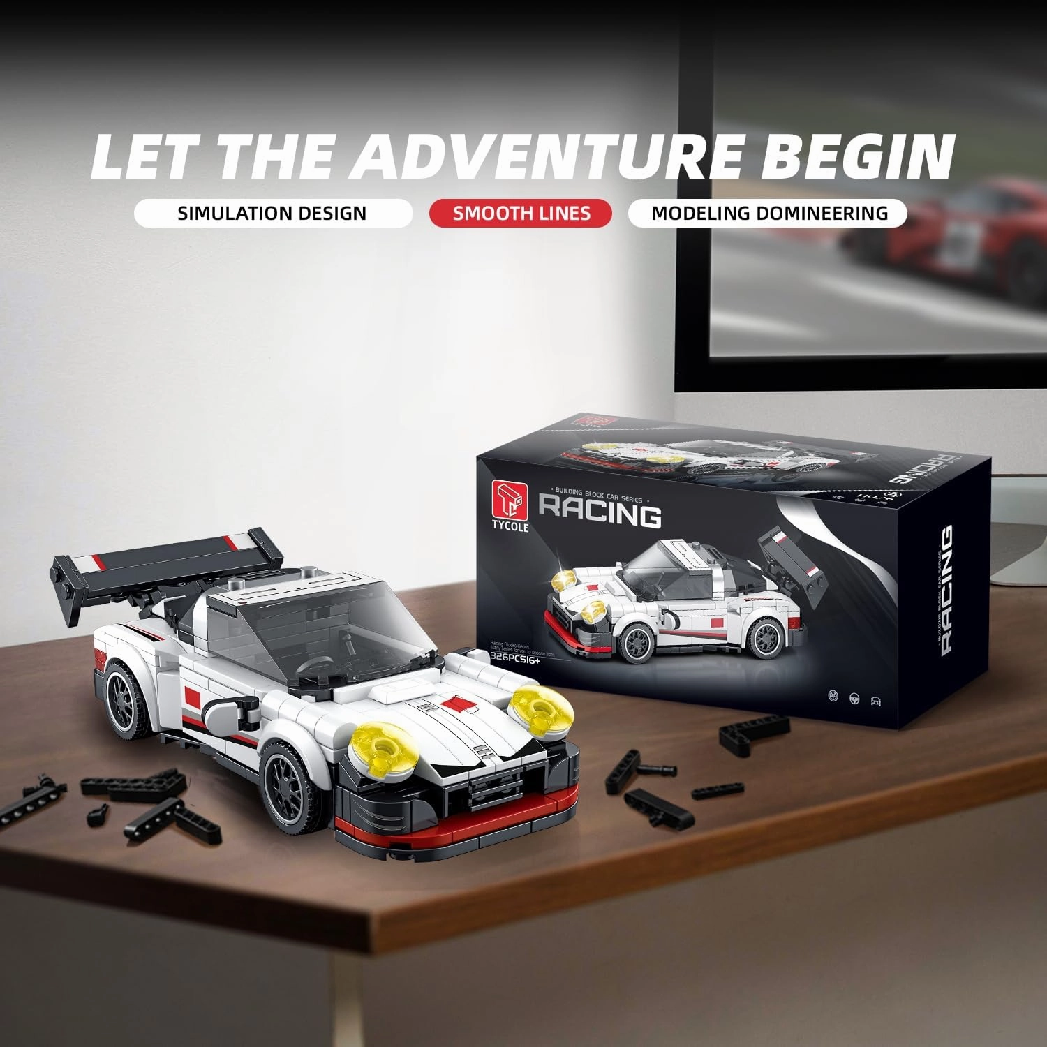 VGD Car Building Sets With Display Case, Classic Model Kits Speed Building Blocks Set, Cool Collectible Super Race Kit Birthday Gifts for Adults Sportscar Lovers Kids - 326PCS