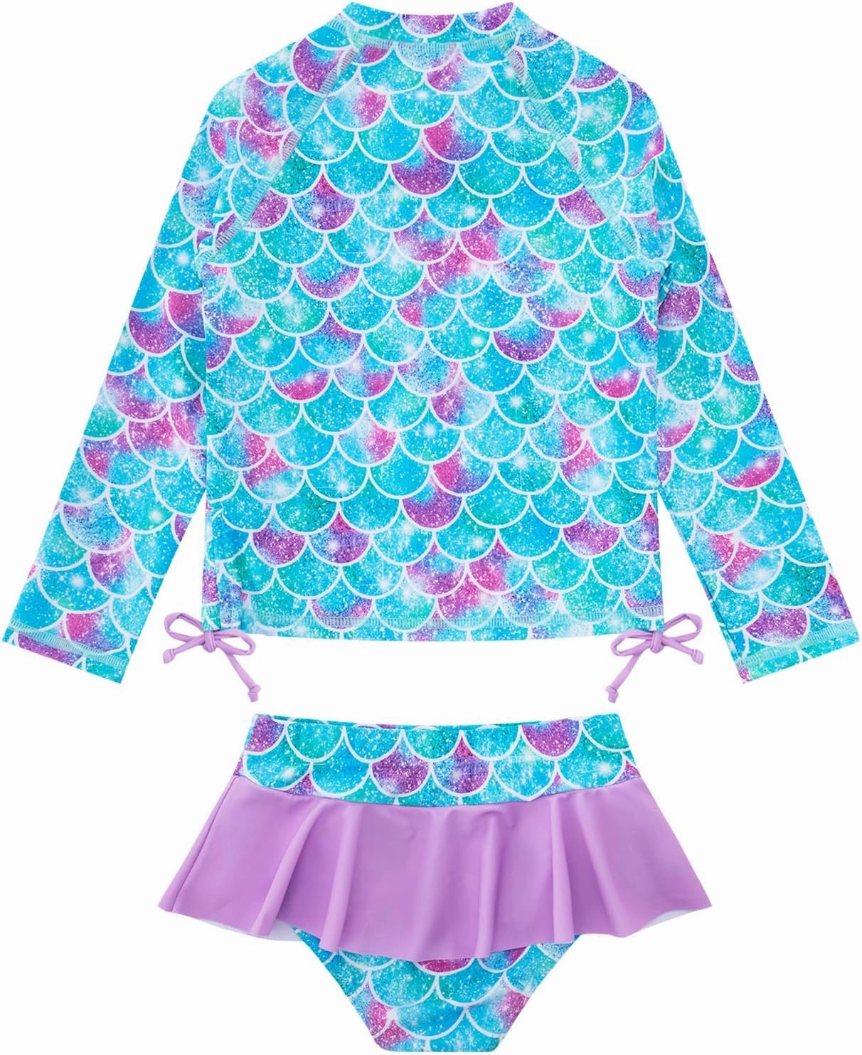 Vieille Toddler Girls Swimsuit 2 Piece Rash Guard Sets Long Sleeve Bathing Suit with UPF 50  Sun Protection 2-6 Years