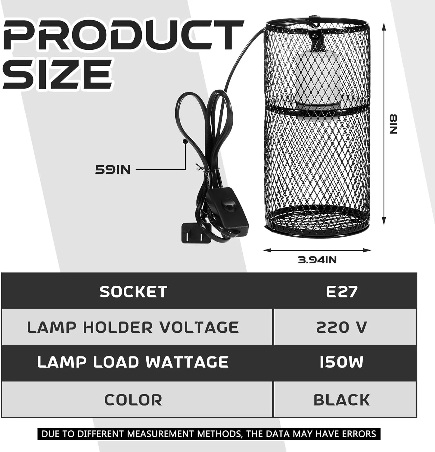 VIHOSE 2 Pcs Reptile Heat Lamp Guard with 150W Ceramic Heat Emitter Basking Anti Scald Heating Lamp Holder Mesh Cage Reptile Protection Lampshades for Lizard Snake Chick, Bulb Not Included
