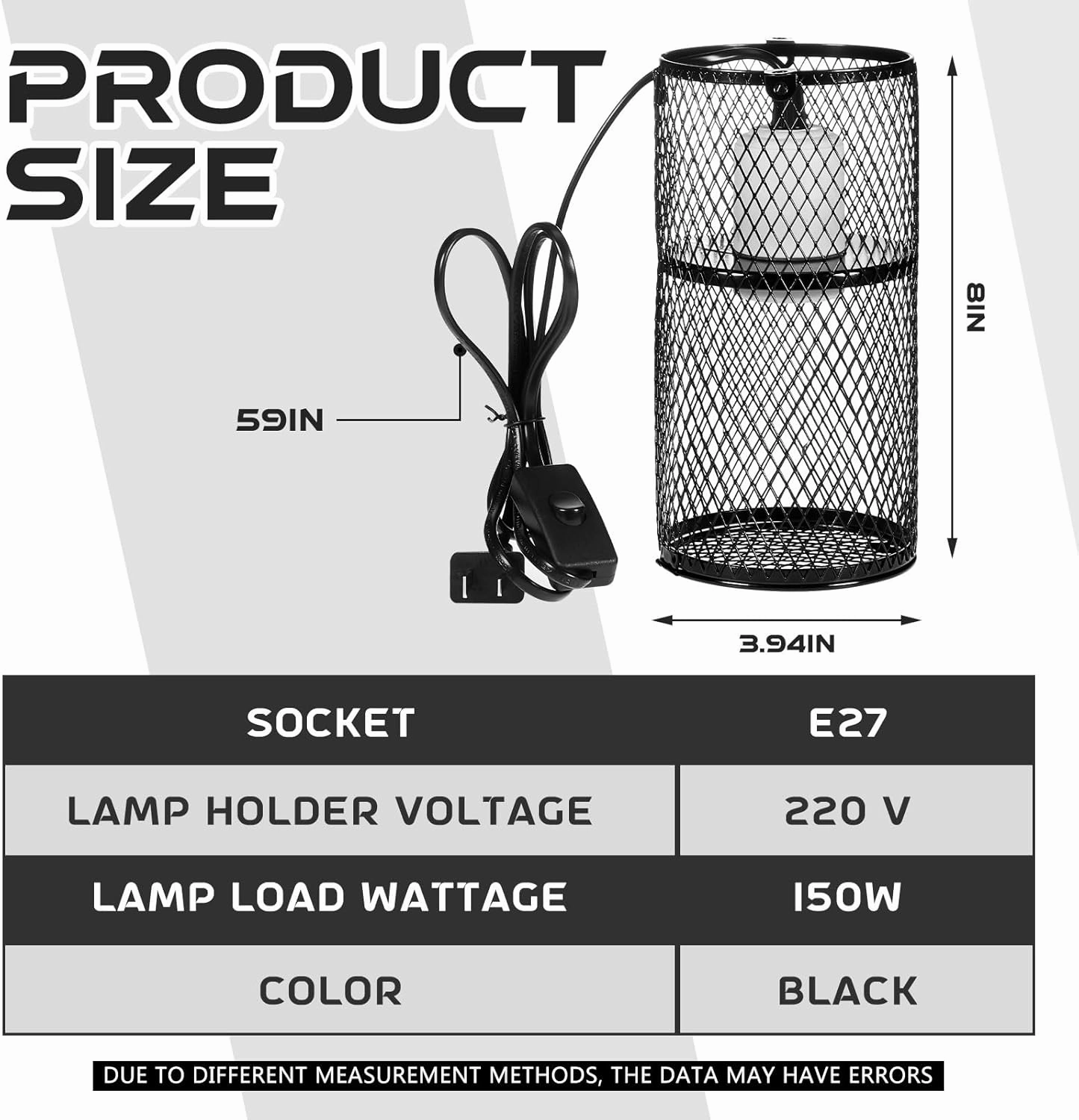 VIHOSE 2 Pcs Reptile Heat Lamp Guard with 150W Ceramic Heat Emitter Basking Anti Scald Heating Lamp Holder Mesh Cage Reptile Protection Lampshades for Lizard Snake Chick, Bulb Not Included