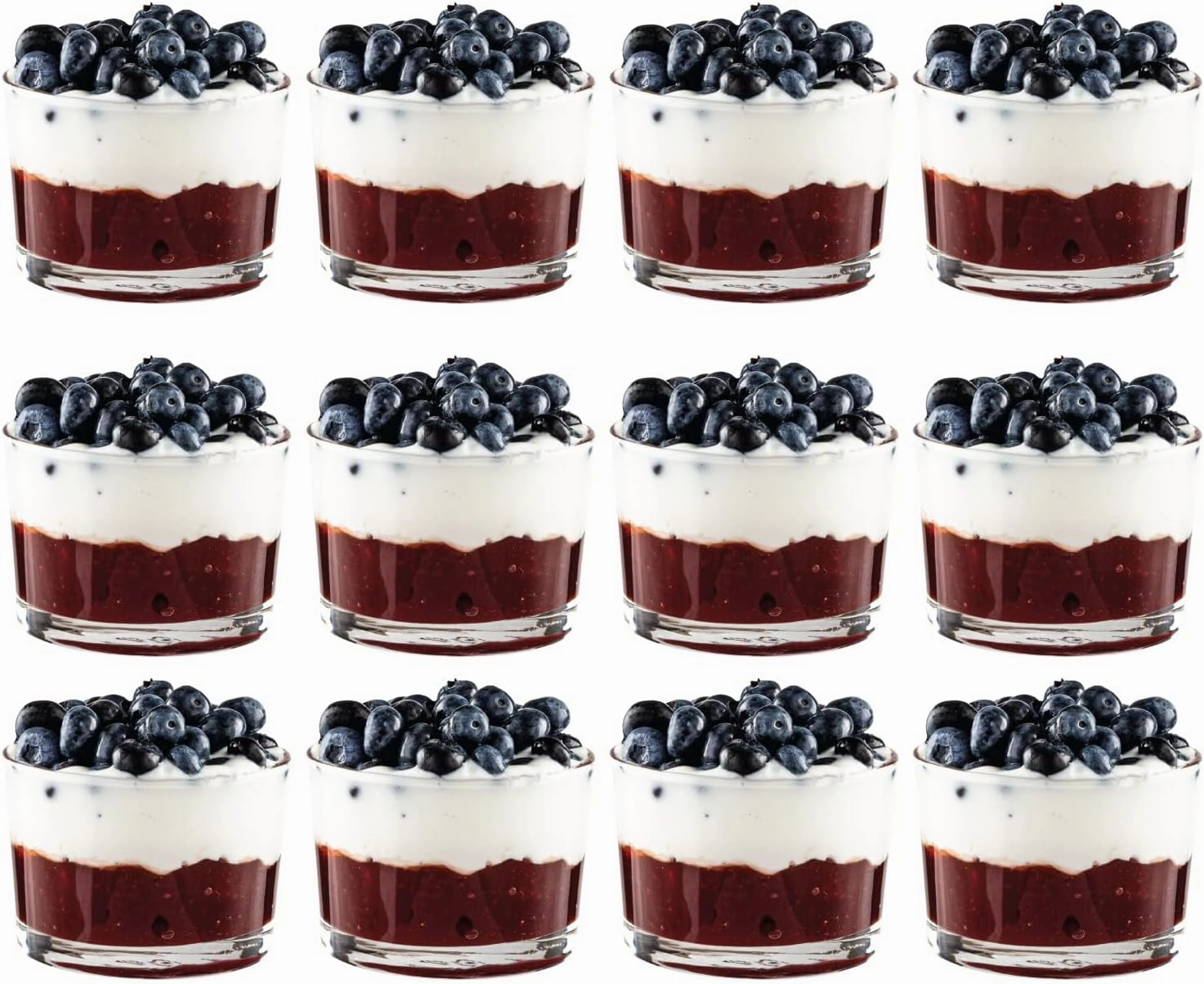 Vikko Small Glass Bowls, 7 Ounce Glass Dessert Cups, Set of 12 Dessert Bowls, Parfait Glasses, Stackable Bodega Glasses, Tasting Glasses, Custard Cups, Short Glasses - 3.2" x 2.2”