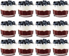 Vikko Small Glass Bowls, 7 Ounce Glass Dessert Cups, Set of 12 Dessert Bowls, Parfait Glasses, Stackable Bodega Glasses, Tasting Glasses, Custard Cups, Short Glasses - 3.2" x 2.2”