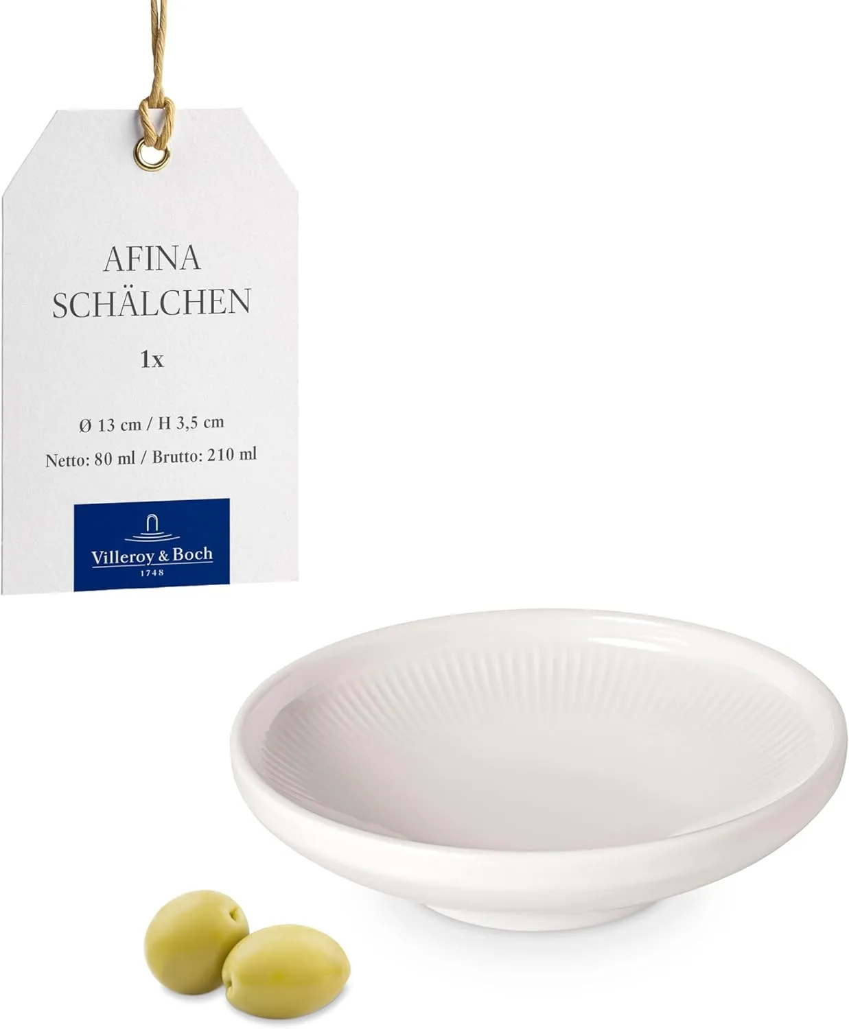 Villeroy & Boch Afina Rice Bowl, Premium Porcelain, Made in Germany, Dishwasher and Microwave Safe, 5 x 5 x 1.25 in, Stackable, White