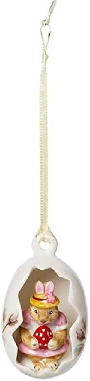 Villeroy & Boch Bunny Tales Anna Egg, Pink Blossoms Ornament, Hard Porcelain, 4.5 x 4.5 x 7 cm, 4.5 x 4.5 x 7, 4,5 x 4,5 x 7, Rose