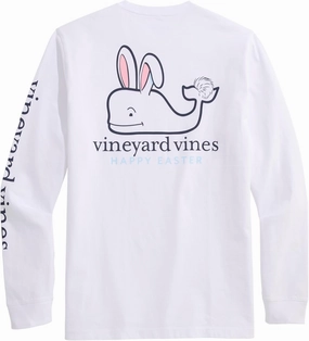 vineyard vines Men's Easter Bunny Whale Long-Sleeve Pocket Tee