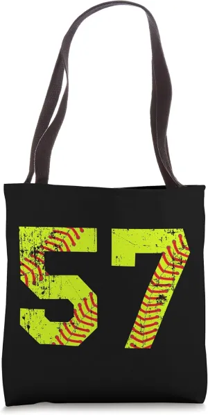 Vintage Softball 57 Jersey Number Tote Bag