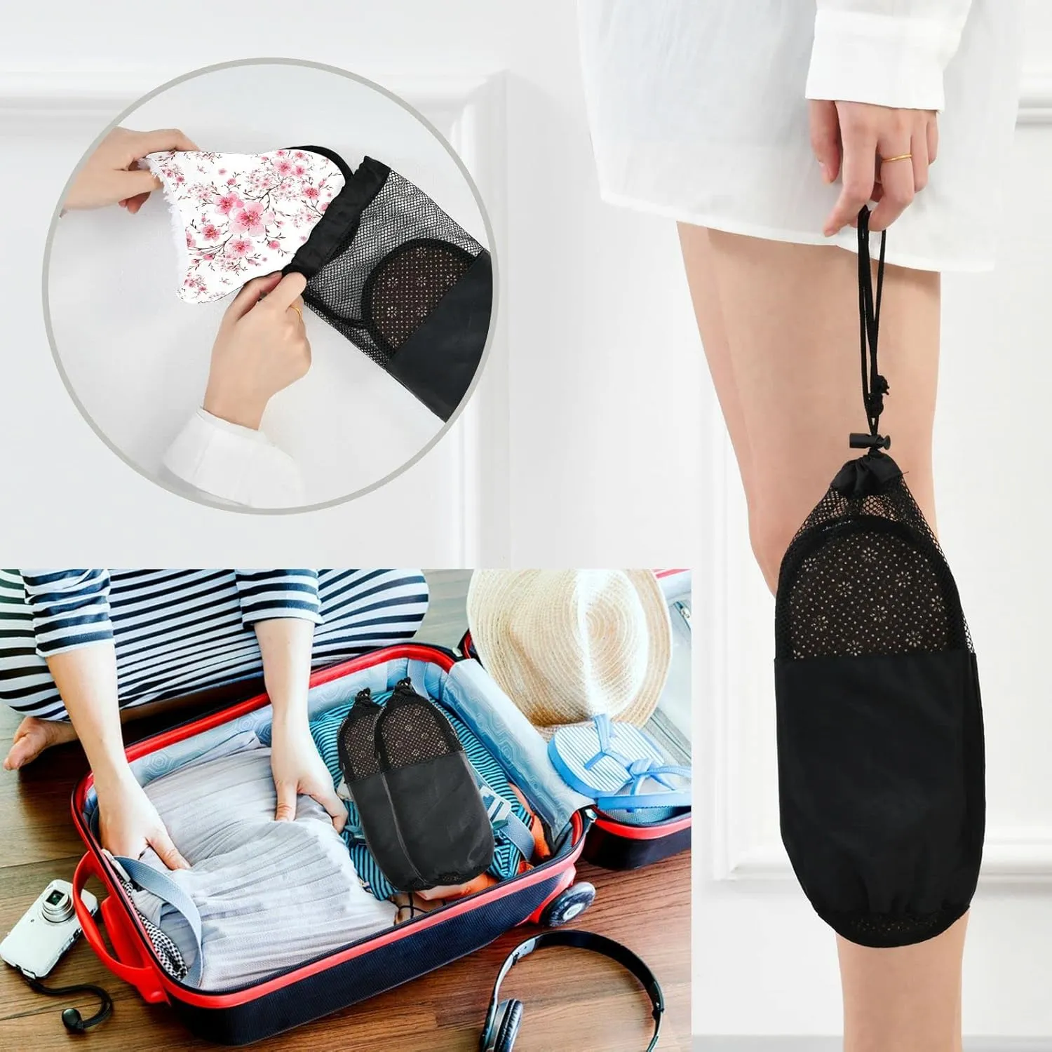 visesunny Floral Slippers Soft Memory Foam Non-Slip Indoor House Slippers Home Shoes for Bedroom Hotel Travel Spa