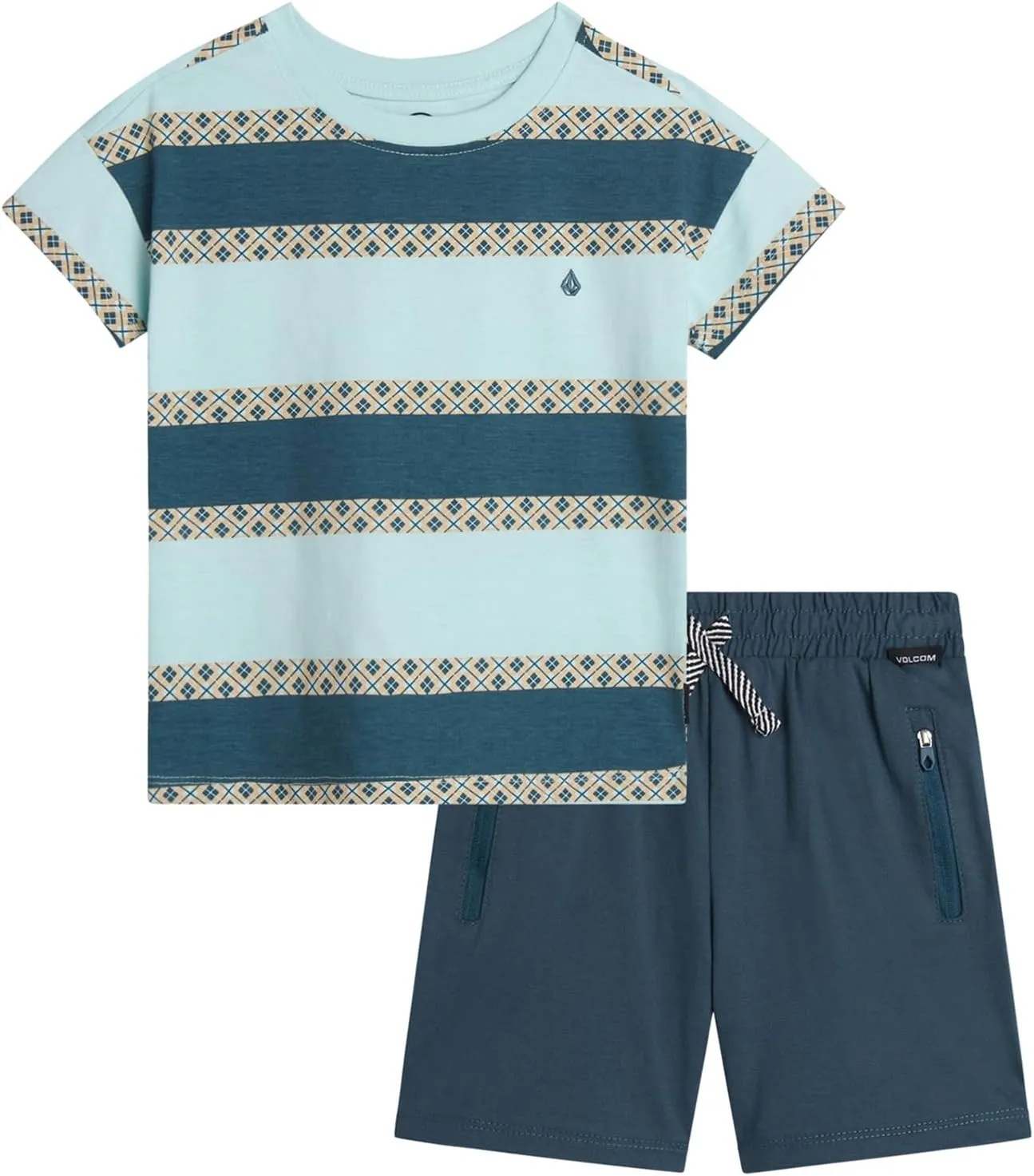 Volcom Toddler Boy Shorts Set - 2 Piece Short Sleeve Graphic Tees and Shorts for Boys - Little Boys & Toddler Summer Clothes
