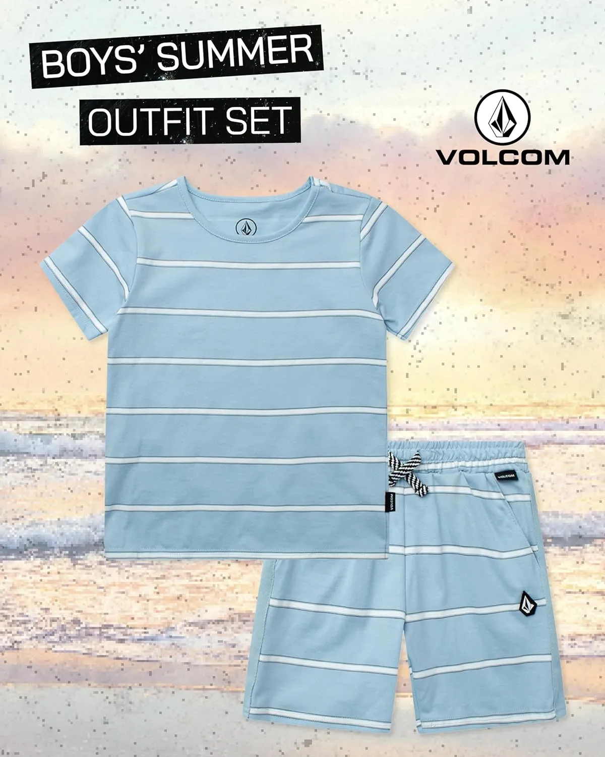 Volcom Toddler Boy Shorts Set - 2 Piece Short Sleeve Graphic Tees and Shorts for Boys - Toddler & Little Boys Summer Outfits