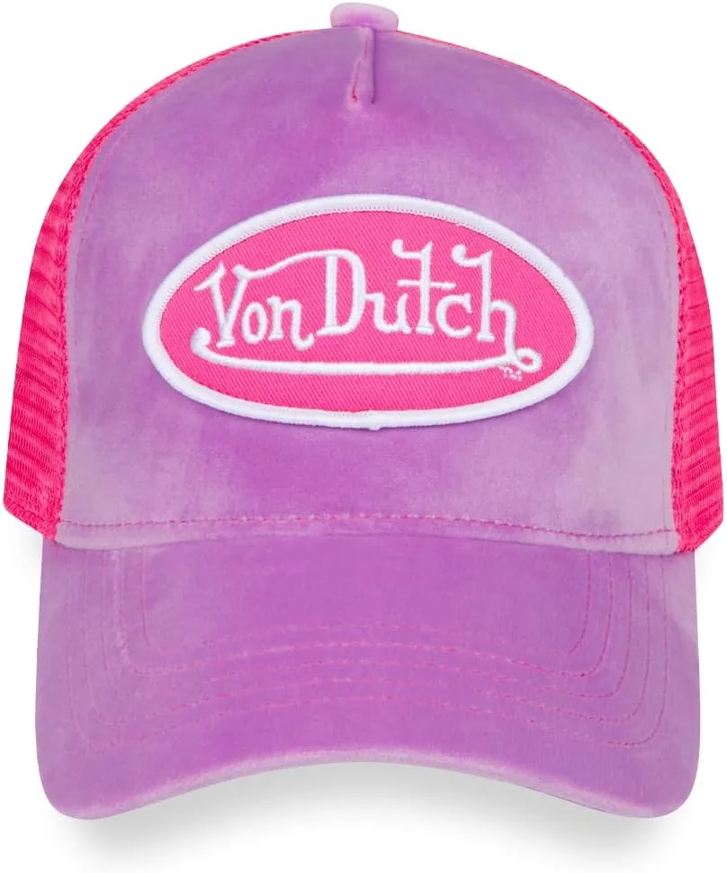 Von Dutch Unisex Trucker Hat - Plush Curved Bill Mesh Back Retro Classic Adjustable Snapback Baseball Cap for Men and Women